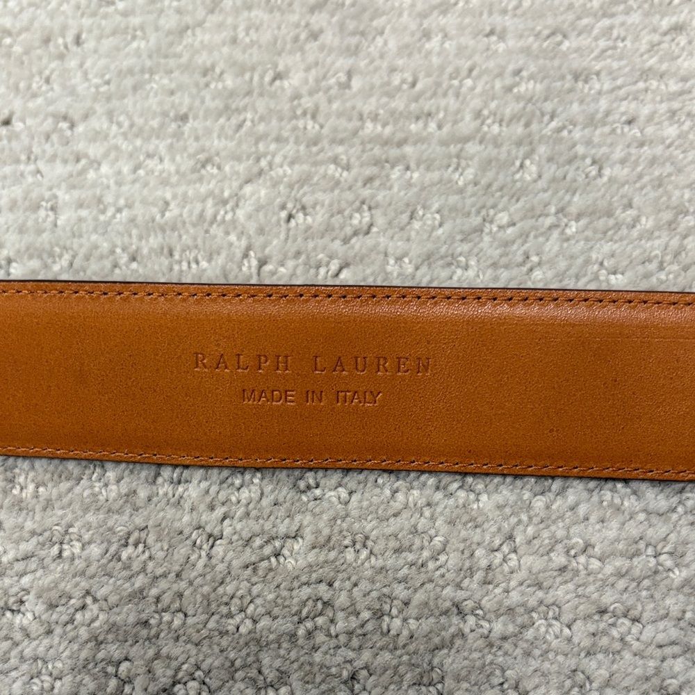 Ralph Lauren Brown Leather Belt with Decorative Gold Crown Buckle - Picture 5 of 8